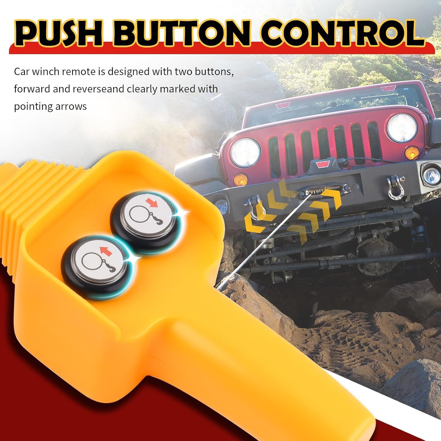 Winch Remote with Cables,Manual Push Button Winch Controller with Large Load Capacity for 1500lbs-5000lbs,Universal Winches Switch Assembly Car Accessories for 12V/24V/48V