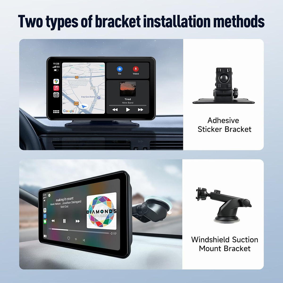 7 Inch Portable Carplay Android Auto Screen for Car Support TF Card