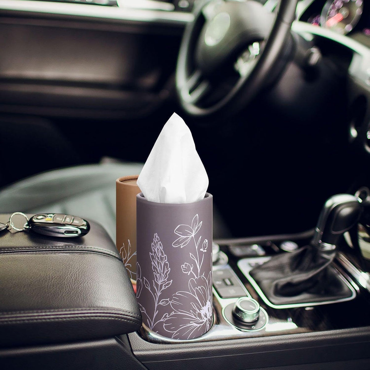 Fourluoo 12 Pack Flower Line Art Tissue Boxes for Car Cylinder Bulk Colorful Floral Round Cylinder Holder with 3 Ply Facial Tissues for Spring Summer Travel Bathroom Office Decoration
