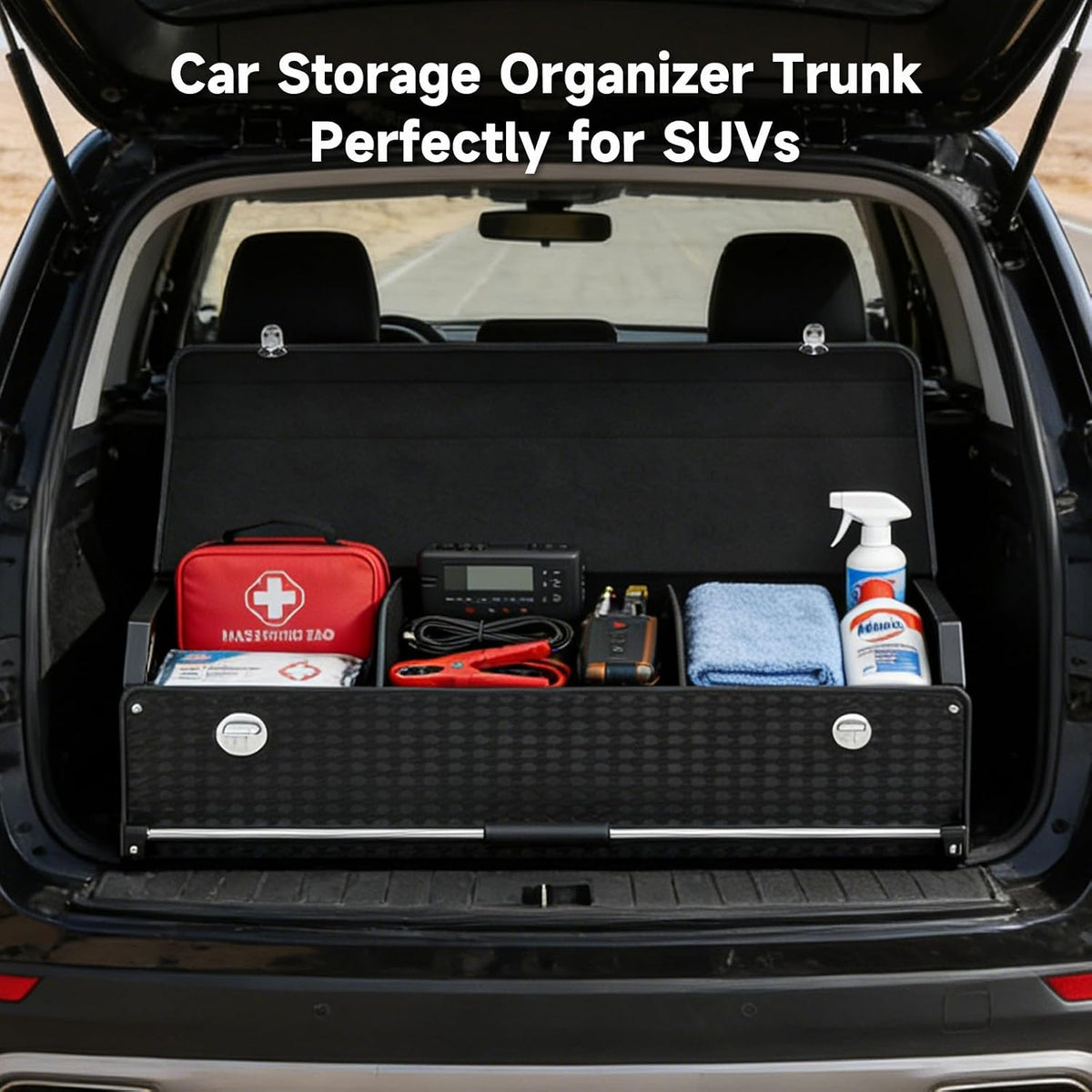 SUV Trunk Organizer, Leather Trunk Storage Organizer, Car Cargo Storage Box