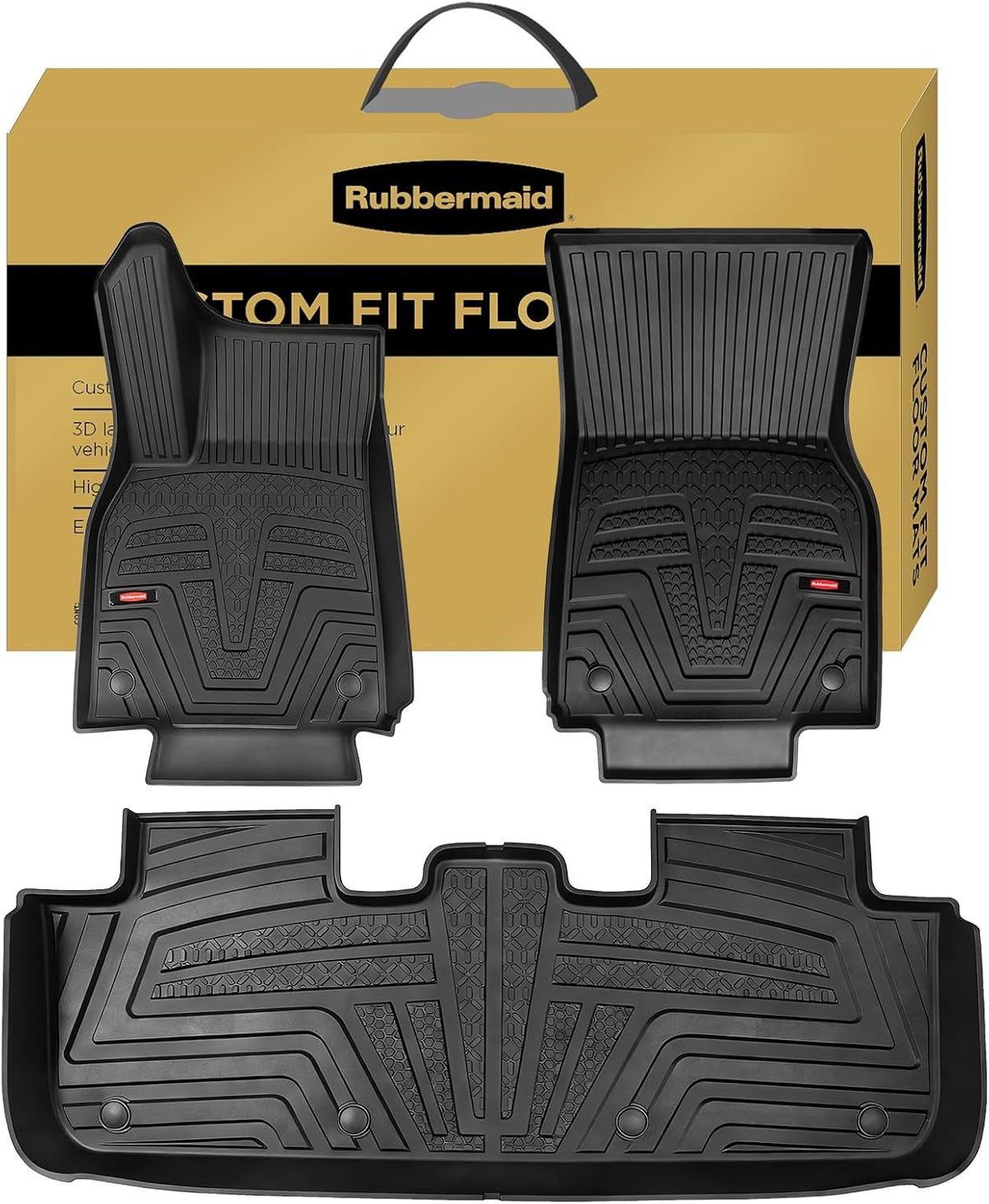 Rubbermaid Floor Mats for Tesla Model Y 2025–2026 Juniper (Not for Standard) | All Weather Rubber Floor Liners Custom Fit Waterproof Heavy Duty Car Mats 1st & 2nd Row Full Set Interior Accessories