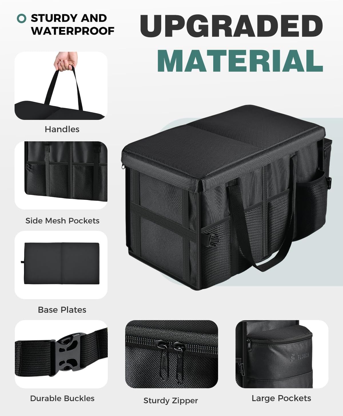 FLORICH Car Seat Organizer, Premium Backseat Car Organizer with Tray for Kids and Adults, Front Passenger Organizer with Tissue Box and Cup Holder and Mesh Pockets Waterproof