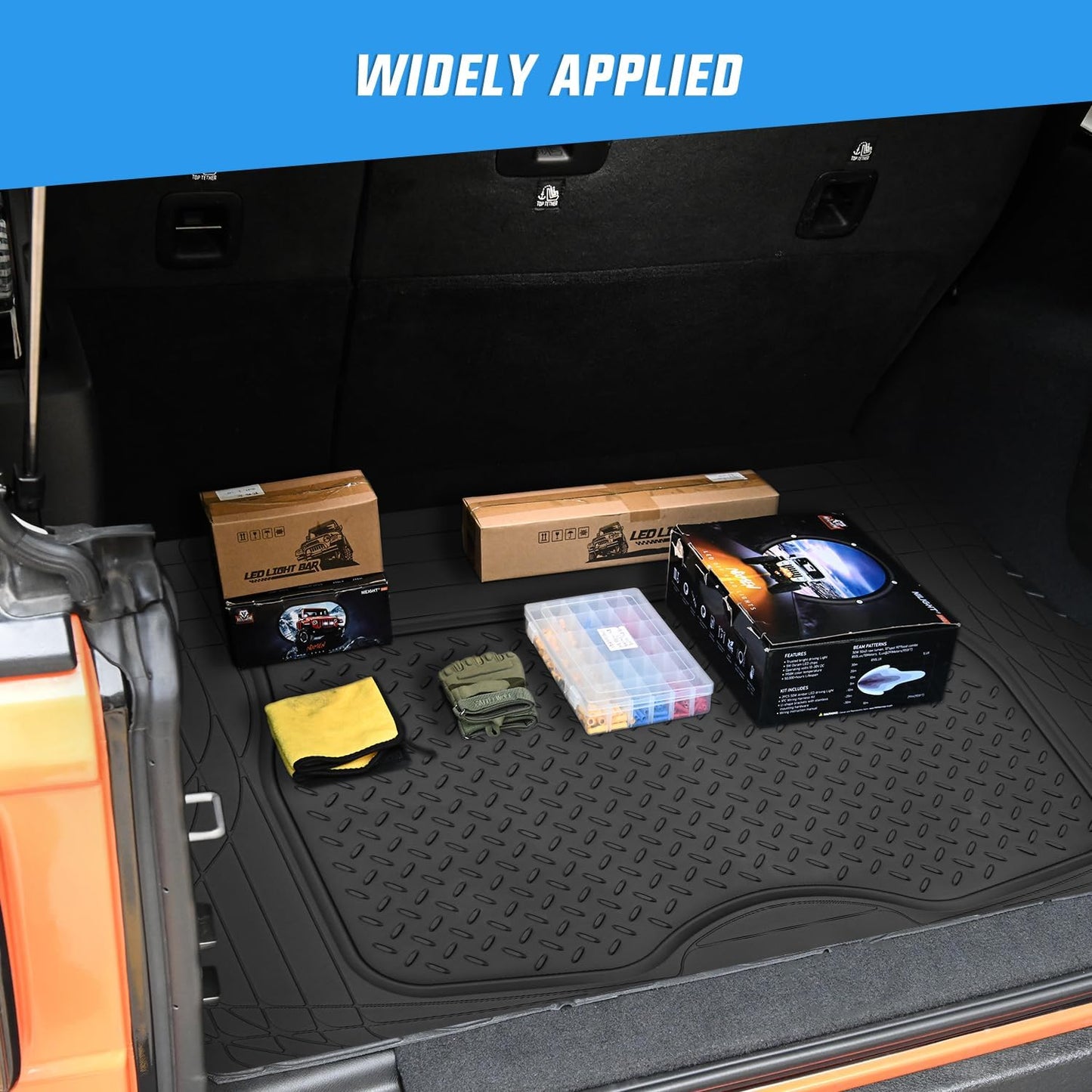 Nilight Rubber Cargo Mats for Cars Trucks SUVs, Universal Trim to fit for Most Vehicles, All Weather Protection Heavy Duty Cargo Liners
