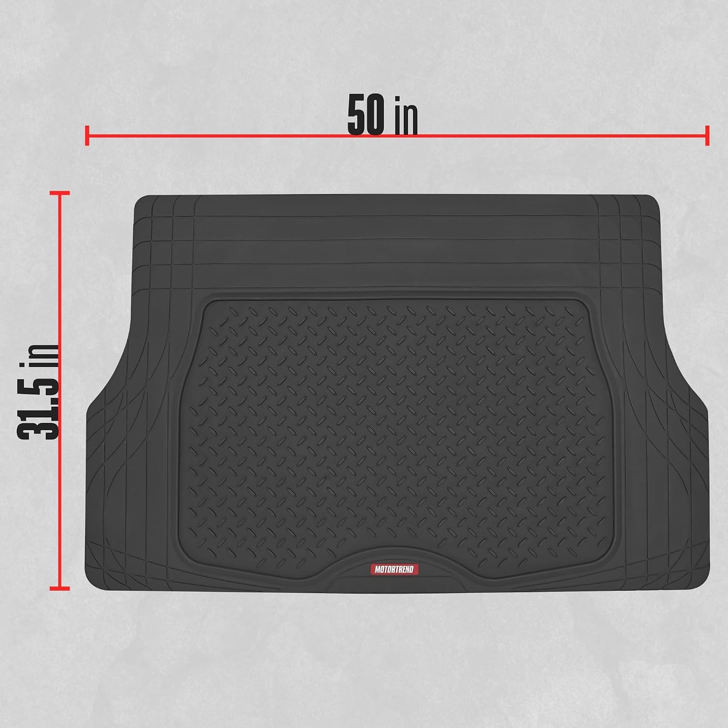 Motor Trend Heavy Duty Utility Cargo Liner Floor Mats for Car Truck SUV, Trimmable to Fit Trunk, All Weather Protection Black 31.5" x 50" BK