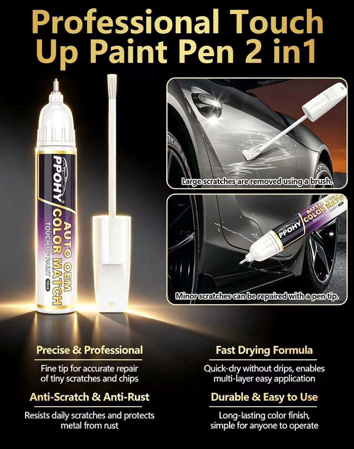 Azure Gray Metallic Tri-Coat(G4) Touch Up Paint for Ford with A/B Wax OEM Exact Match,Scratch Repair Kit,2-In-1 Tip/Brush,Quick Dry Anti-Rust Waterproof Paint F-150,Mustang,Explorer,Bronco