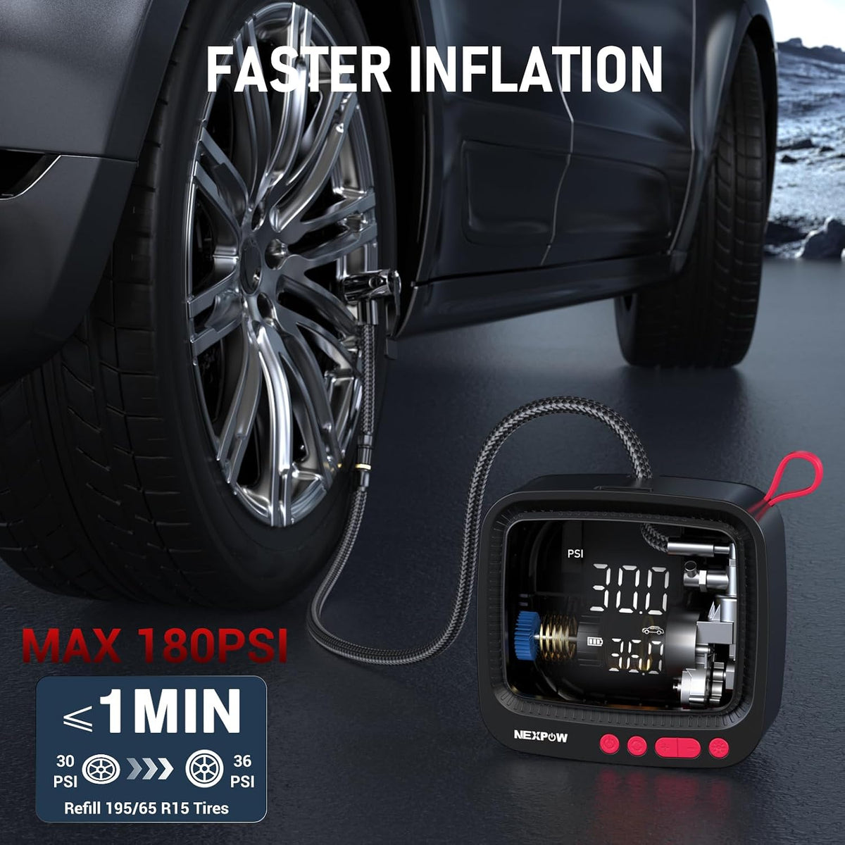 NEXPOW Tire Inflator Portable Air Compressor