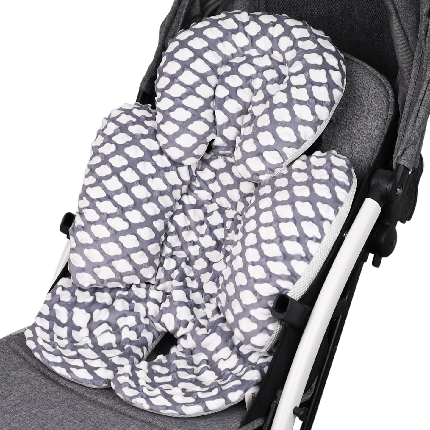 KAKIBLIN Infant Car Seat Insert, Baby Carseat Head & Body Support for Newborn, 2-in-1 Reversible Baby Car Seat Cushion, Soft Stroller Cushion Insert for Car Seats, Bouncer, Strollers, Swing (Cloud)