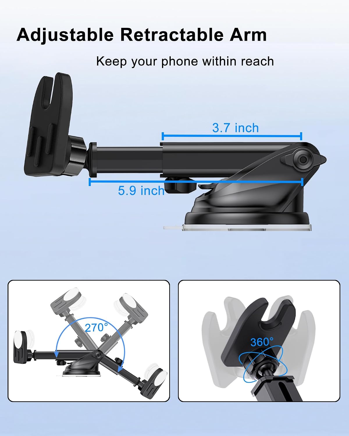 Car Mount for Pop Socket, Dashboard Windshield Car Phone Holder Compatible with Popsocket, Powerful Suction Cup Car Phone Mount Fits All Smartphones with Pop Grip