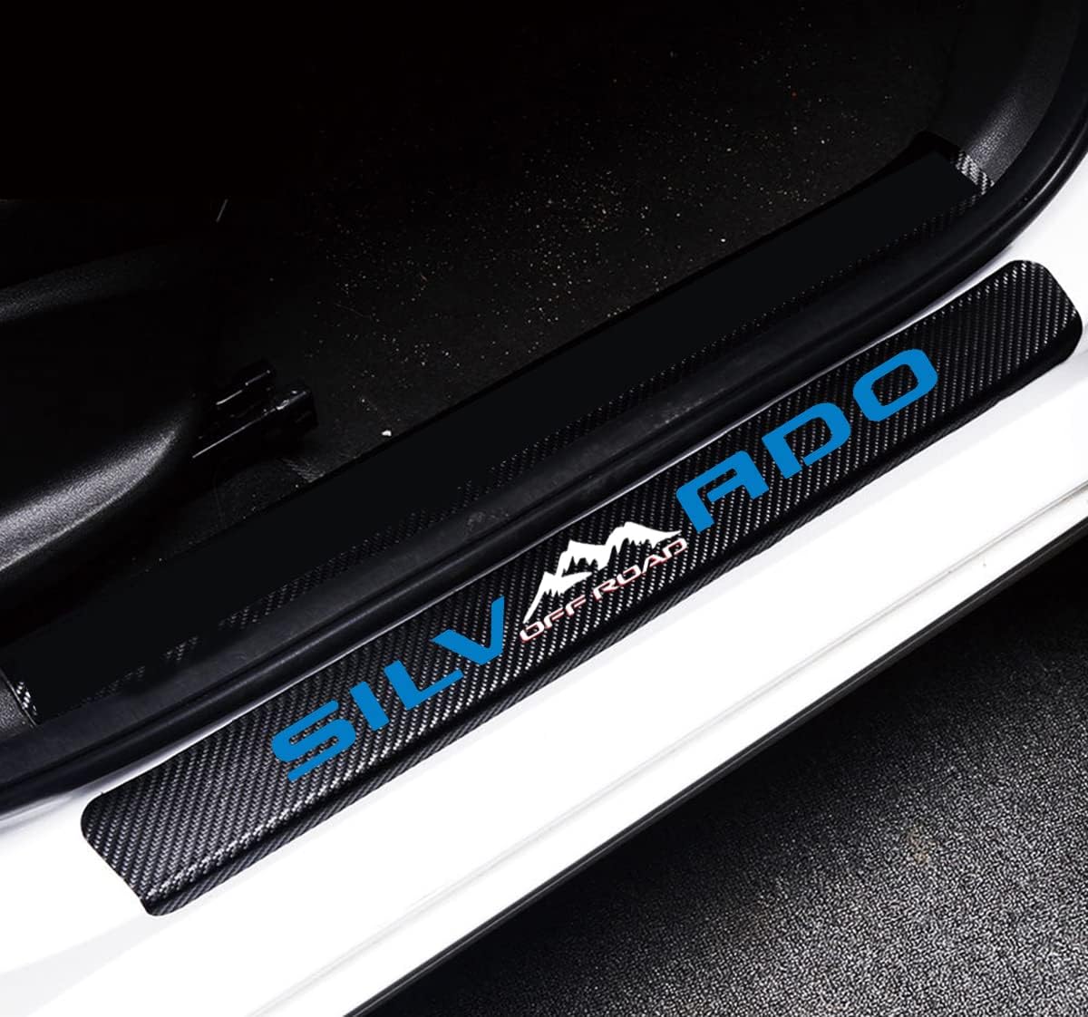 MAXDOOL 4Pcs Car Door Sill Protector Reflective 4D Silverado Off Road