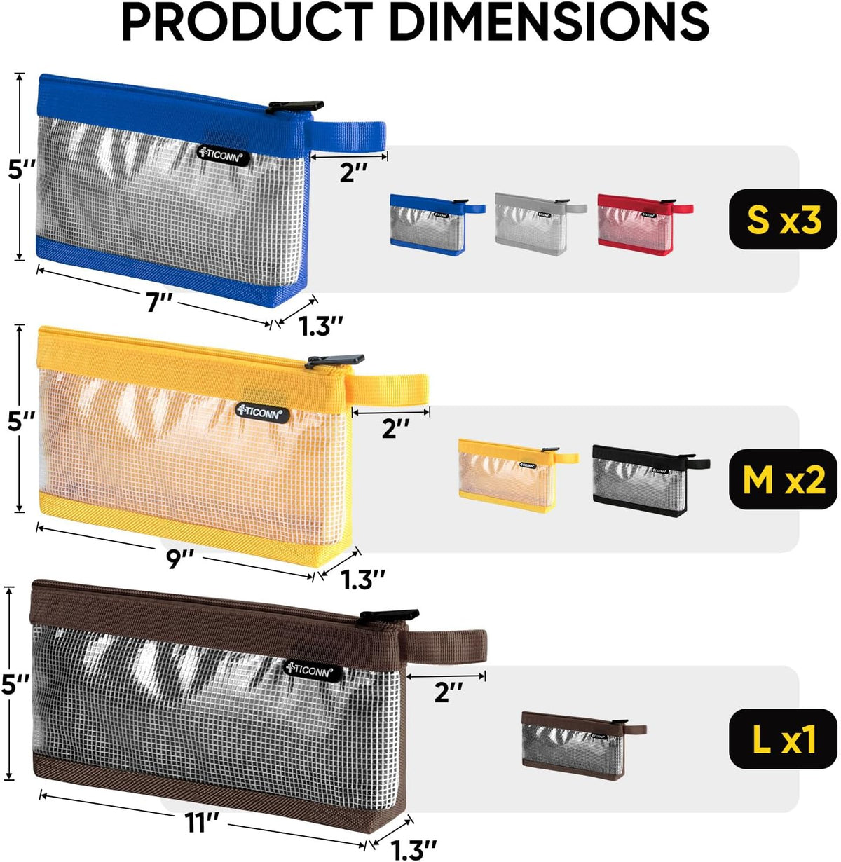 TICONN 6PK Tool Pouches with Zipper, Waterproof 1680D Oxford Small Tool Bag