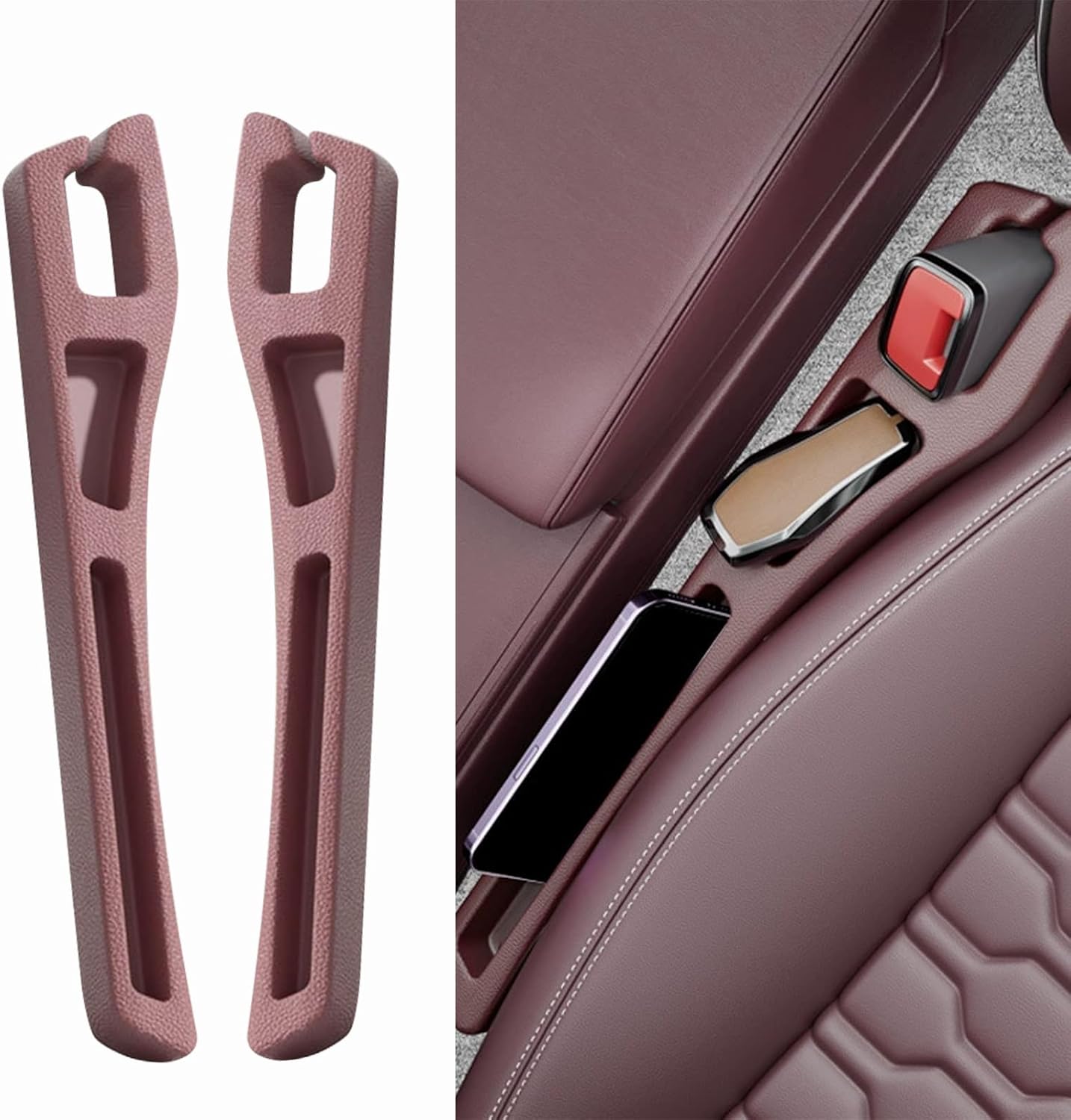 2PCS Car Seat Gap Filler Organizer,Multifunctional Car Gap Filler Organizer Storages Function,Universal Console Catcher Between Seats Cars Interior Accessories (Brown)