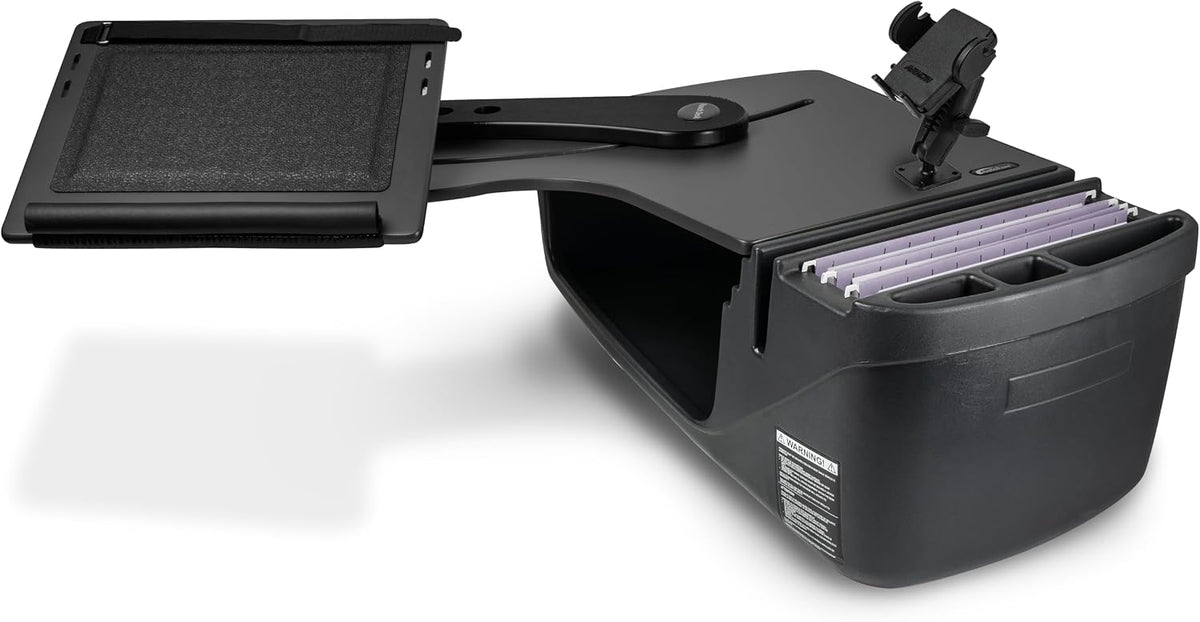 AutoExec Reach Desk Back Seat Car Desk for Your Vehicle Workstation and Mobile Office, Black, with Phone Mount