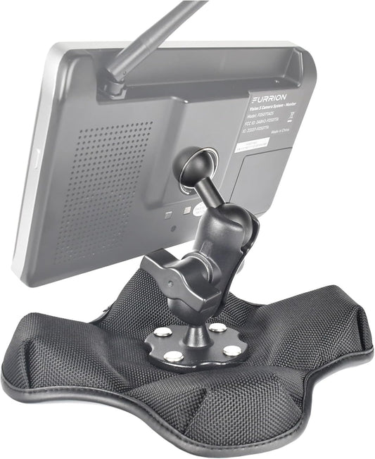 VAUBORTTI for Furrion 5″ & 7″ Camera Monitor Mount, RV Beanbag Dashboard Holder with 1" Ball Adjustable Aluminum Arm, Anti-Slip Base, No Drill Mount for Truck Trailer Backup Systems