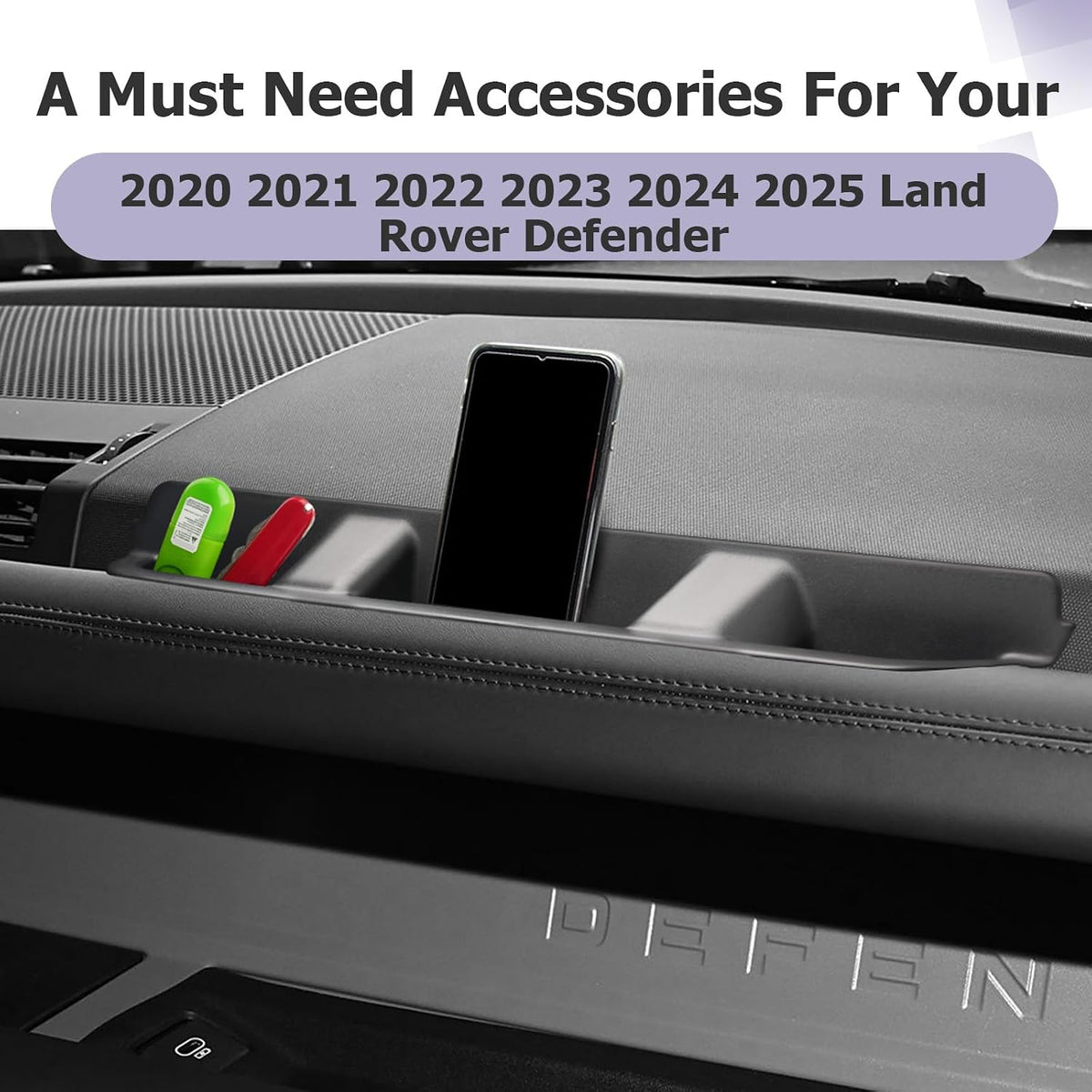 LUWU 2025 Defender Passenger Side Box Compatible with 2020 2021 2022 2023 2024 2025 Land Rover Defender Accessories Door Side Box Center Console Organizer Armrest Console Organizer Insert Tray