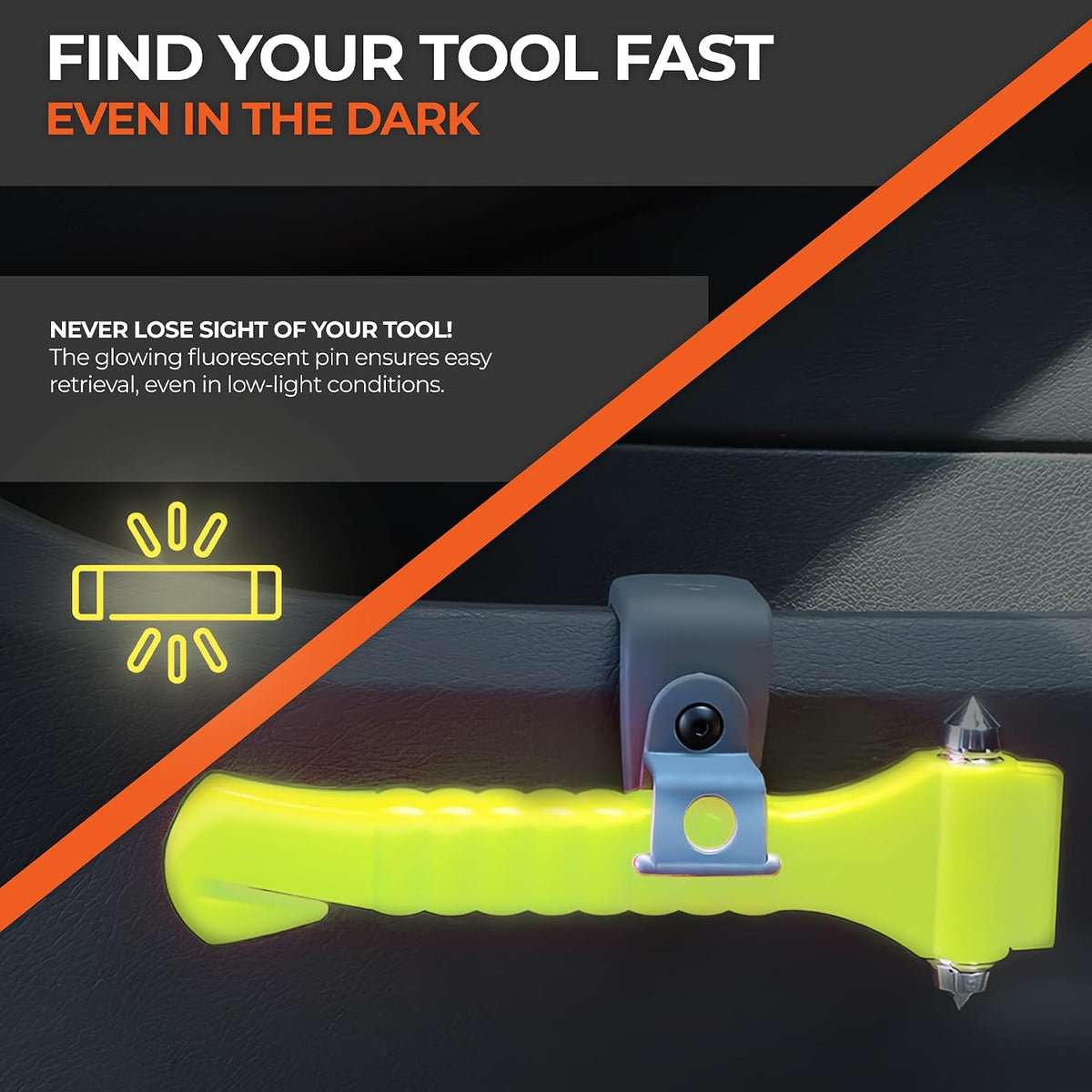 Lifehammer Brand Car Safety Hammer, The Original Emergency Auto Escape and Rescue Tool with Seatbelt Cutter, Made in The Netherlands, Glow Yellow (Pack of 3)