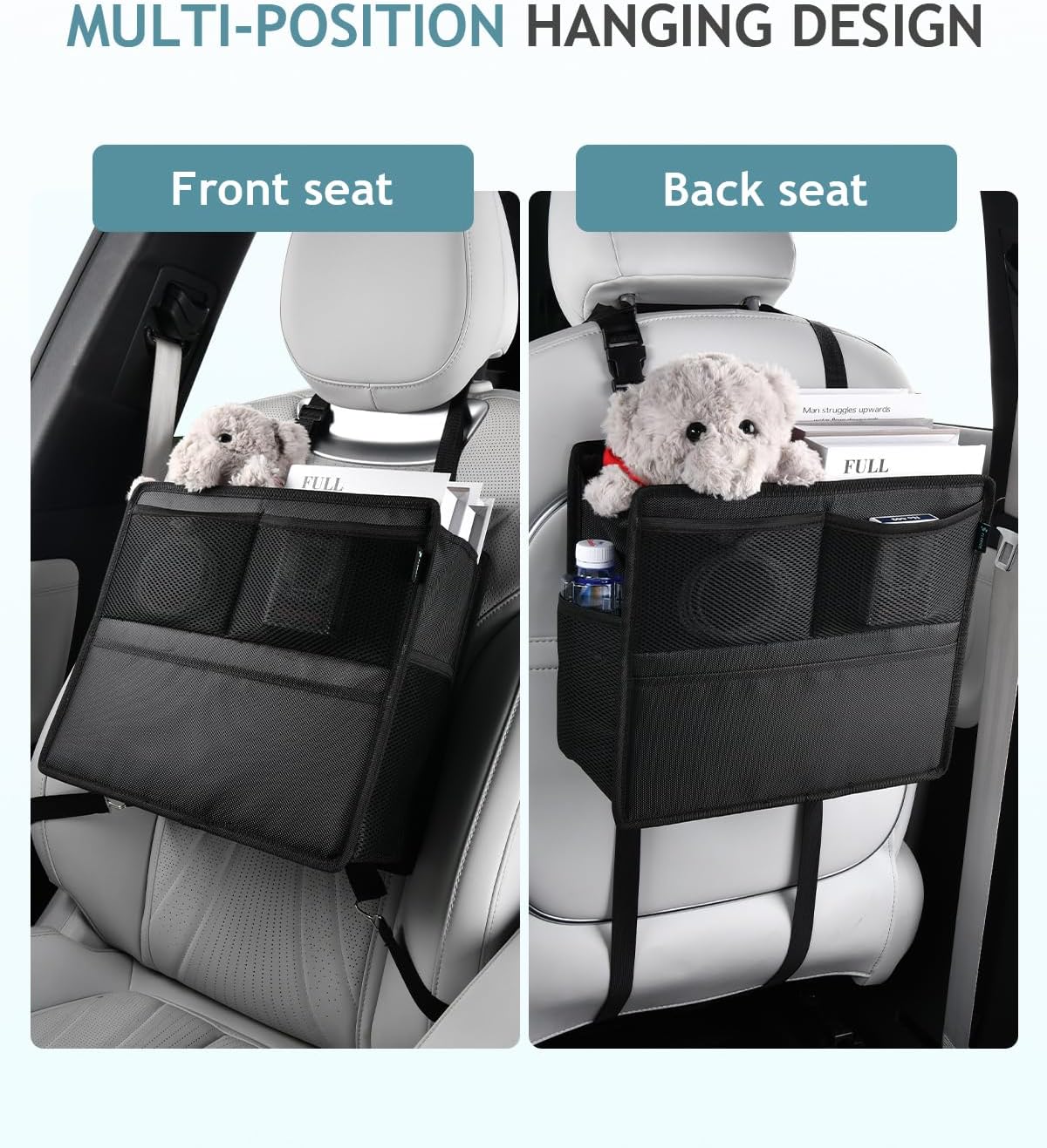 FLORICH 2 Pack Car Backseat Organizer and Trash Can 2-in-1, Premium Hanging Front and Seat Back Organizer, Waterproof Organizer Storage Upgraded for Car Truck SUV