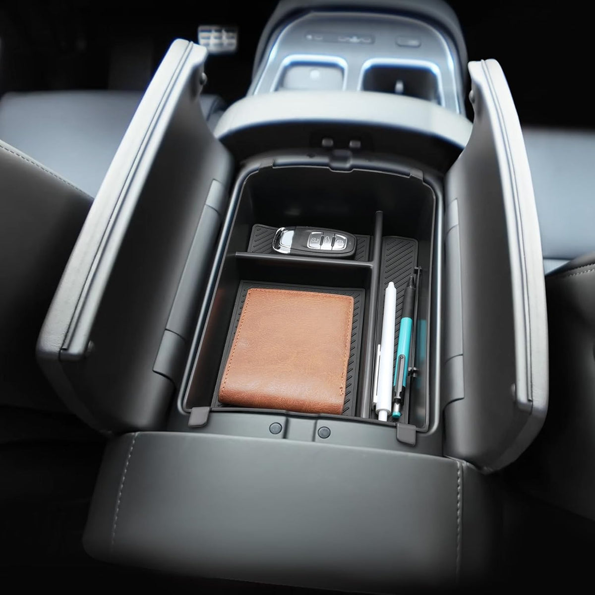 (2Pack) 2026 2027 Palisade Center Console Organizer for Hyundai Palisade (Only fit Calligraphy) (Lower+Console Organizer), Durable &Anti-Slip ABS Console Tray Insert 2026 Palisade Accessories