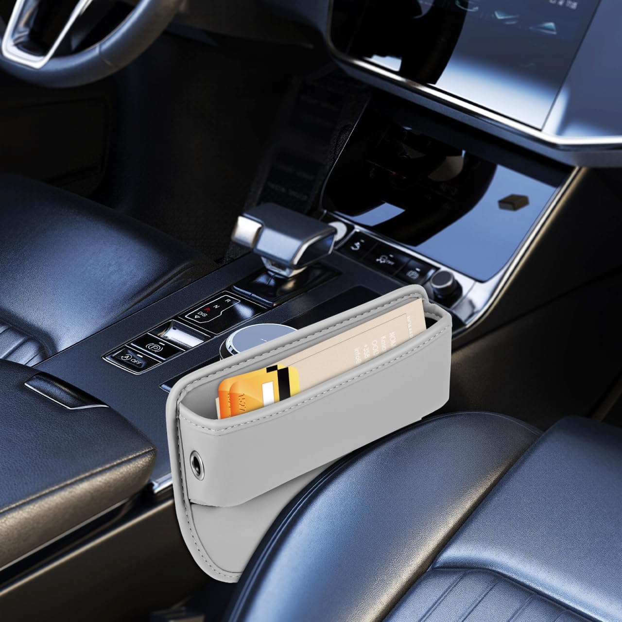Healifty Car Seat Gap Filler Organizer: 2Pcs Leather Front Console Storage Box and Automotive Truck Interior Accessories for Women Men, Vehicle Holder between Seats