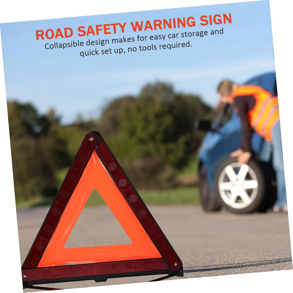 ULTECHNOVO 3 Pcs Reflective Triangle Road Safety Warning Signs for Car