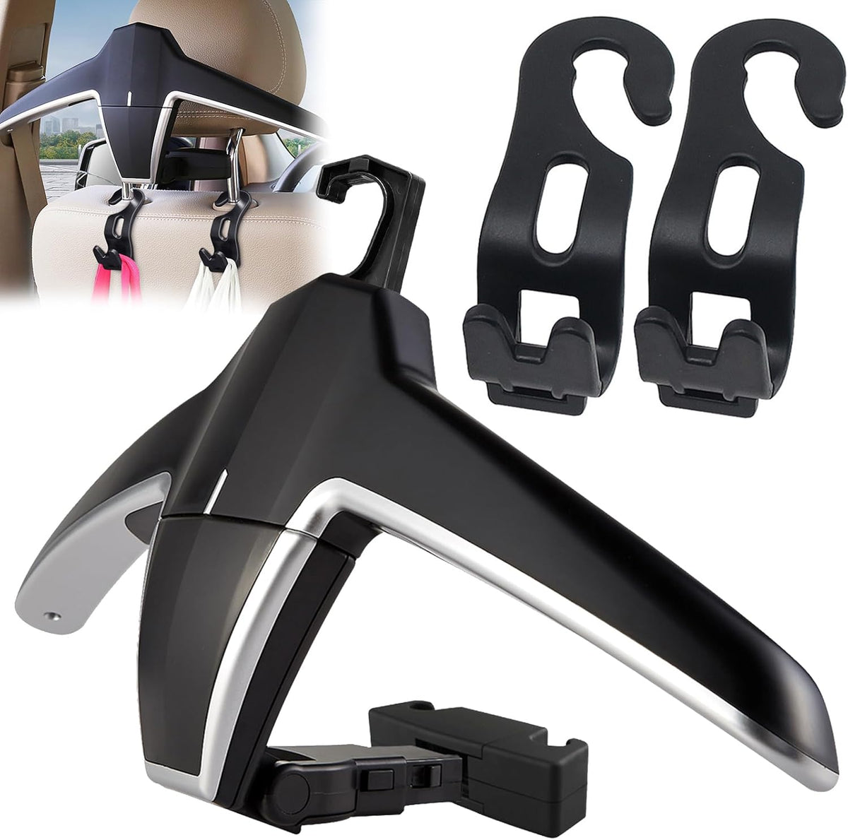 Car Coat Hanger with 2 Car Seat Headrest Hooks