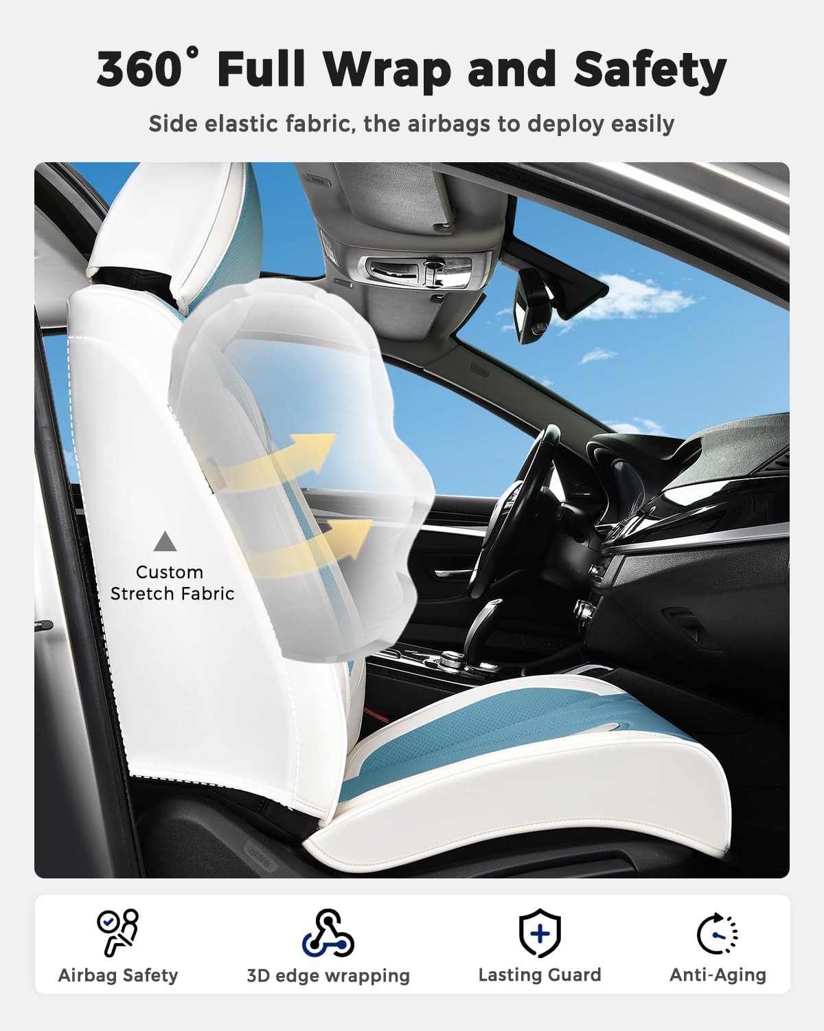 Huidasource Car Seat Covers Full Set, Universal Fit for Cars SUVs Trucks