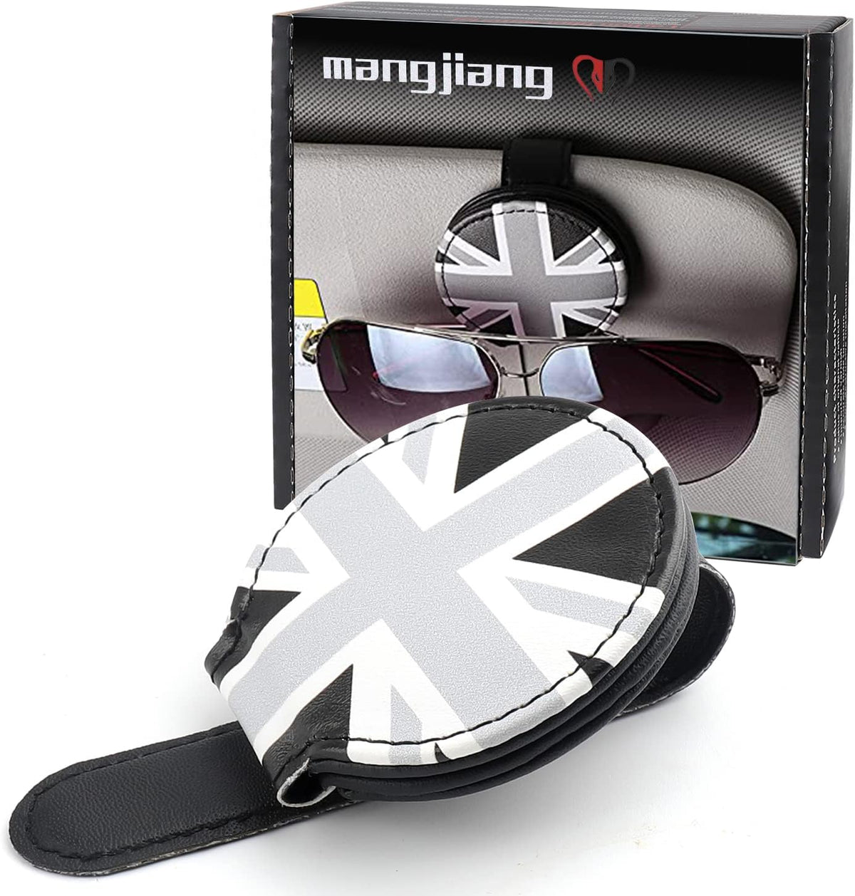for Mini Cooper Universal Visor Car Glasses Sunglasses Holder Storage Fastener Portable Clip Vehicle Auto R55 R56 R60 F56 F55 F60 (Gray Union Jack)
