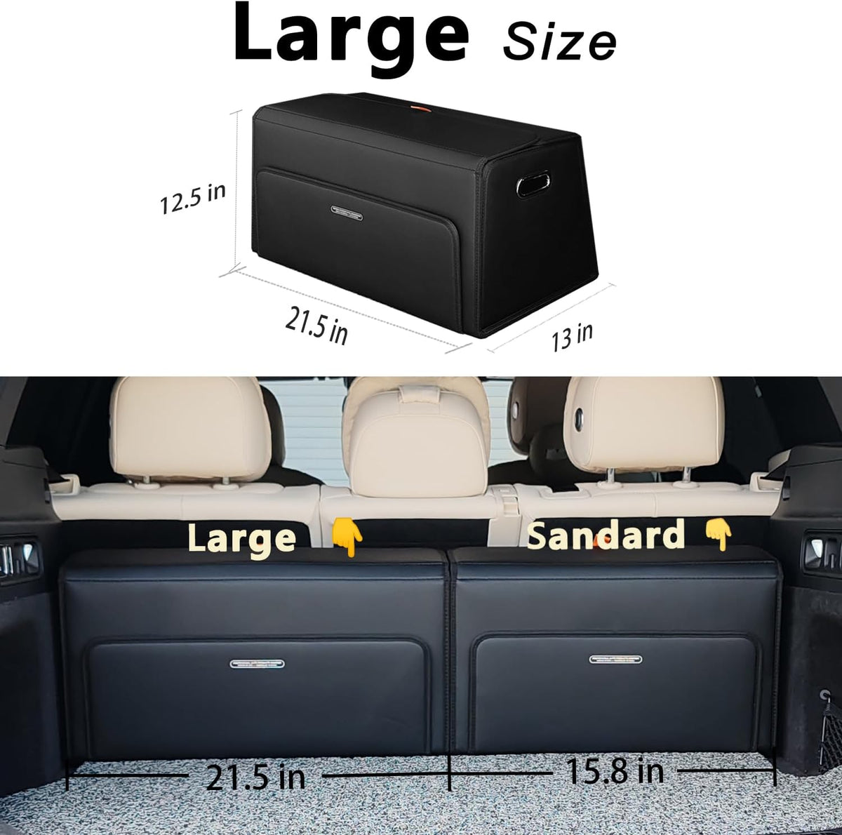 GMQ Double-Layer Car Trunk Organizer with Magnetic Lid for SUV, Truck, MPV