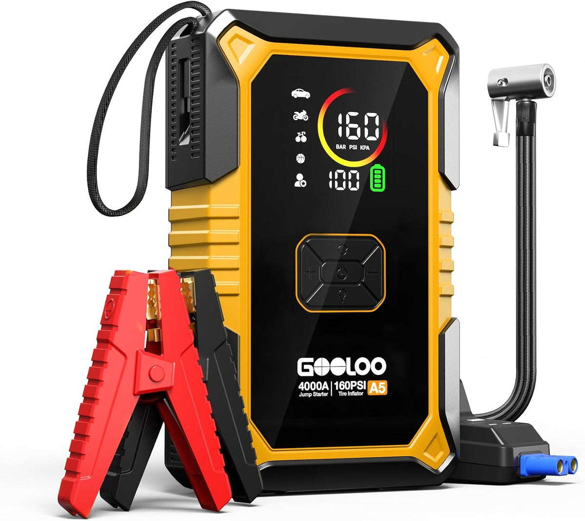 GOOLOO A5 Jump Starter with Air Compressor, 4000A Car Battery Booster