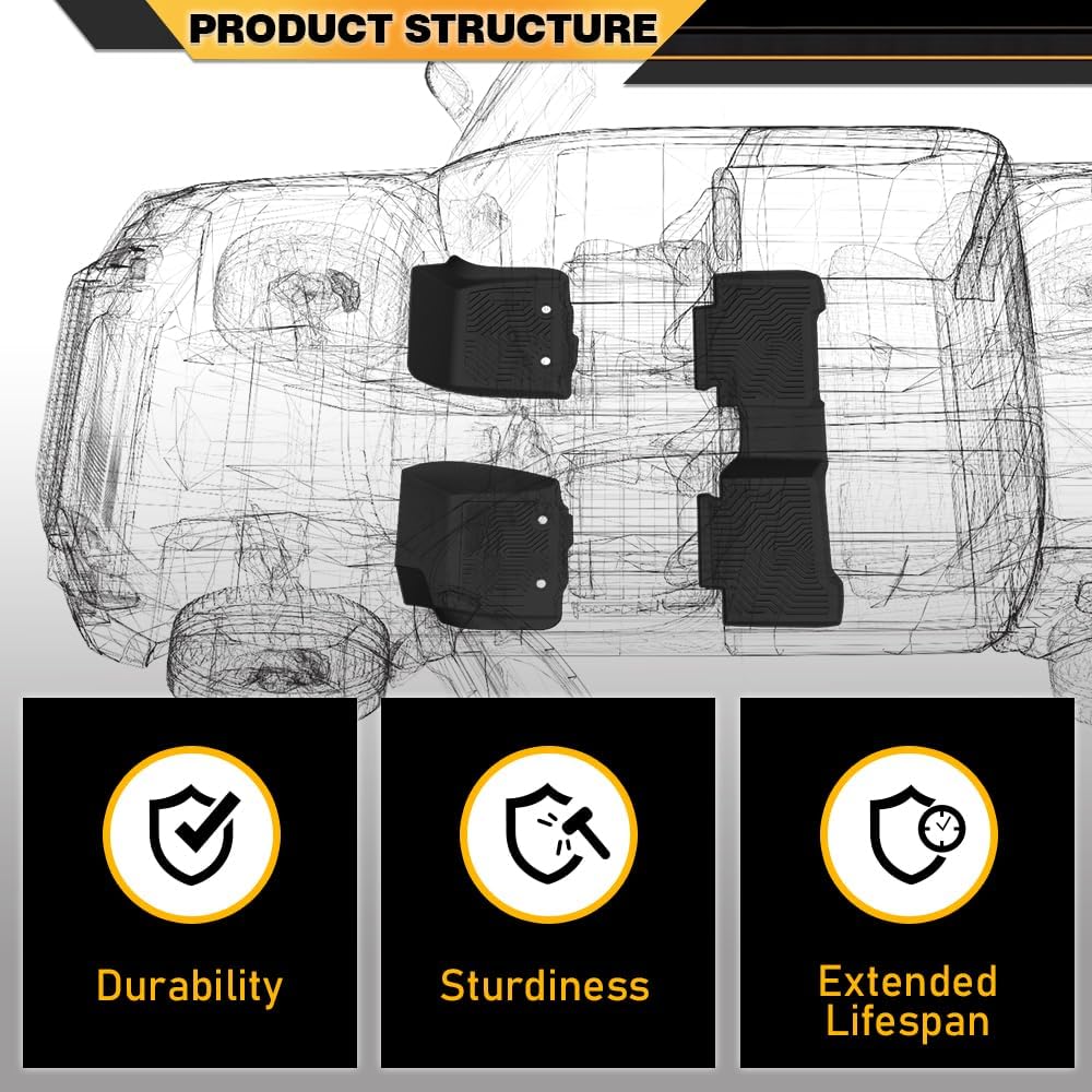G-PLUS TPE Cargo Liners Fit Toyota Tacoma Double Cab 2005-2015