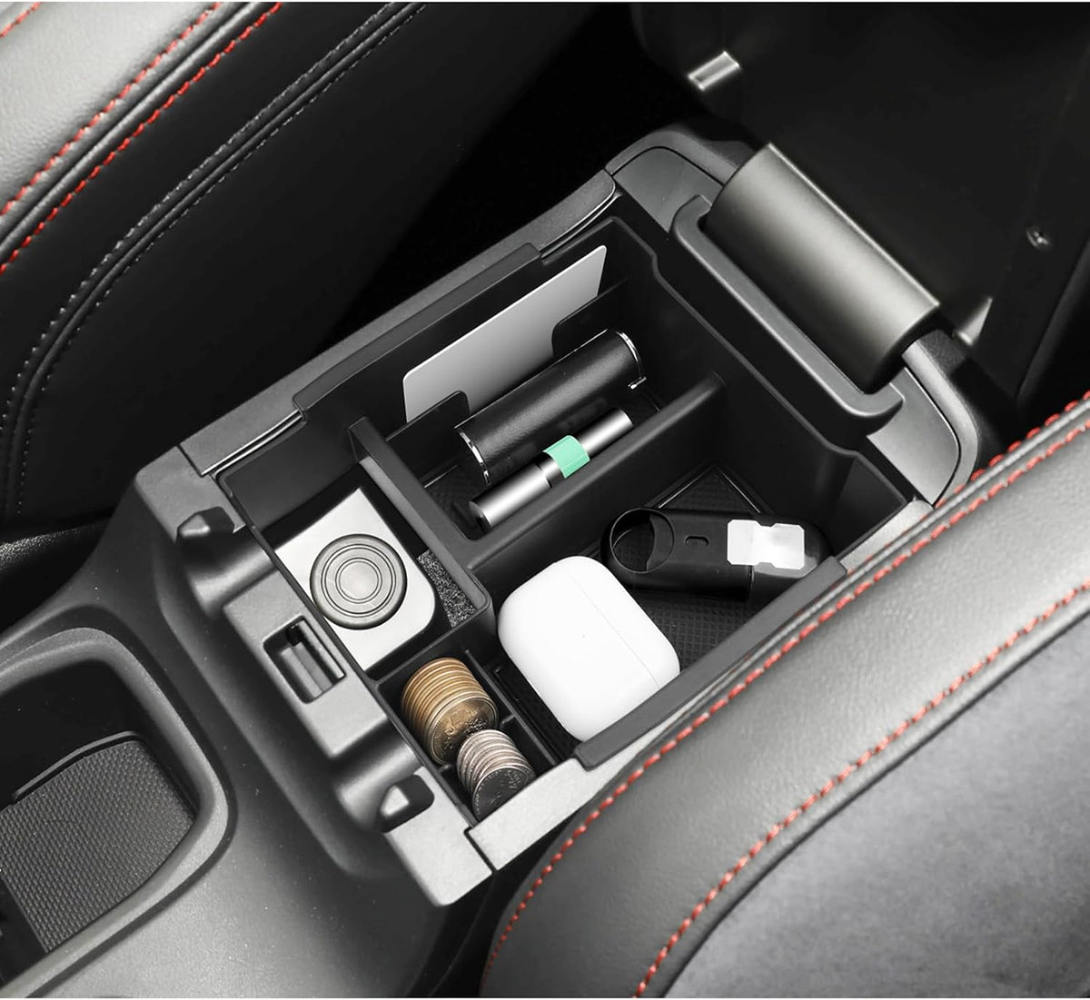 LUWU Center Console Organizer Compatible with 2022-2024 2025 2026 Subaru WRX Accessories Armrest Console Secondary Storage Box Insert Tray ABS Material Black (Standard Six-Speed Manual Transmission)