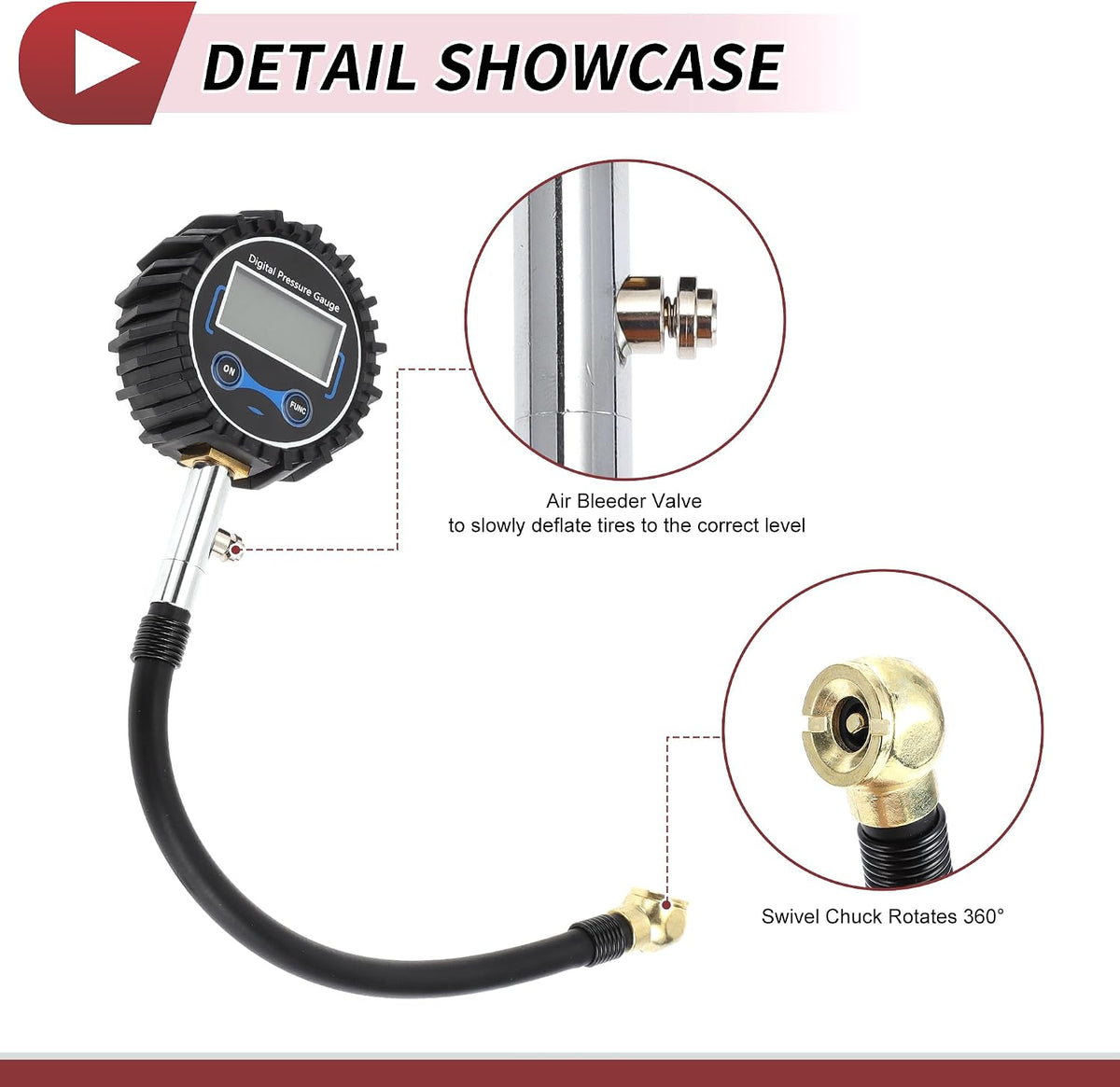 1 Set Universal Car Digital Tire Pressure Gauge W/Tire Valve Core Tire Cap 3-200PSI Digital Air Pressure Meter for Cars