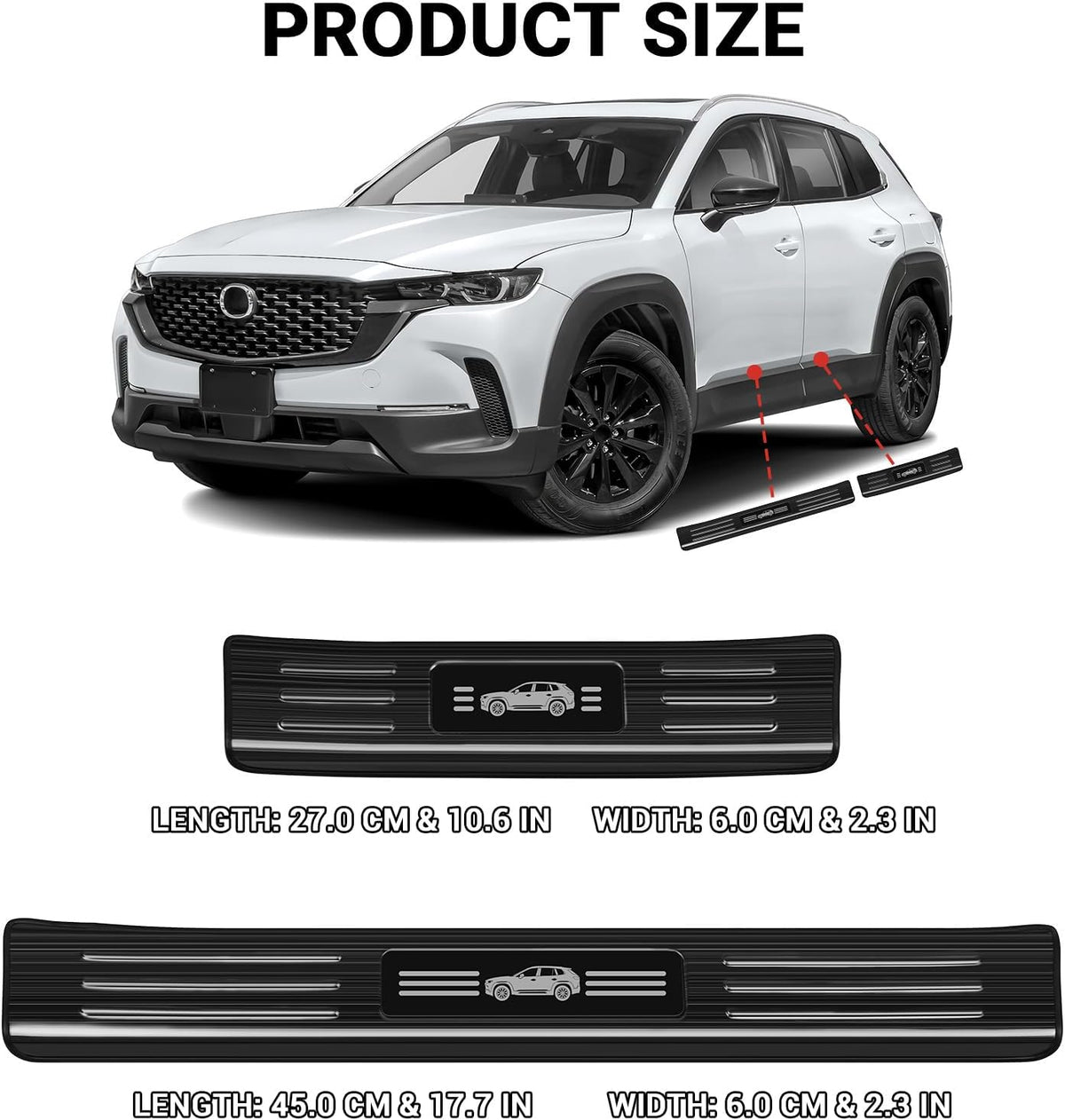 Hellet 4PCS Car Door Sill Protector for Mazda 2023 2024 2025 2026 CX-50 CX50 Accessories Stainless Steel Material Black Brushed Door Entry Guards