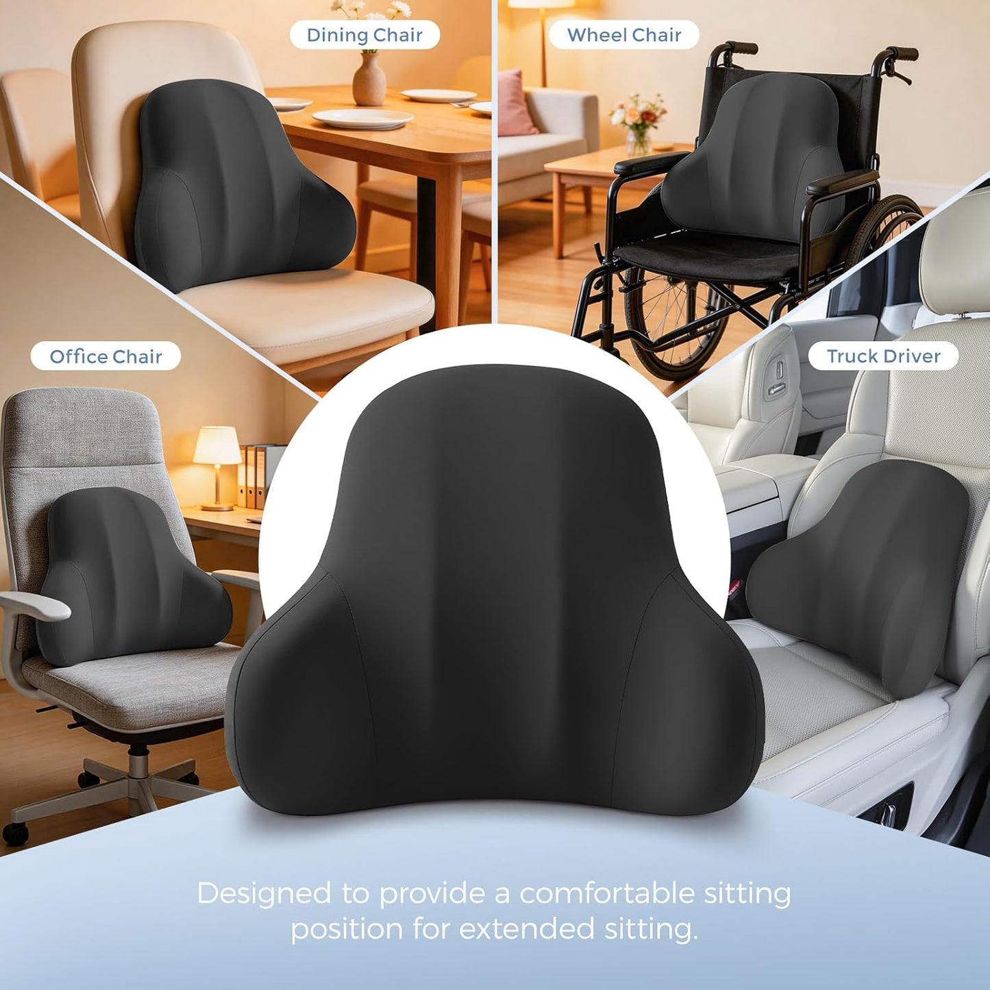 BABUR Ergonomic Memory Foam Lumbar Support Pillow for Car, Back Pain Relief | Ergonomic 100% Memory Foam, Back Pain Relief, Comfort Lower Back Support for Office Chairs, Car Seat, Wheelchair