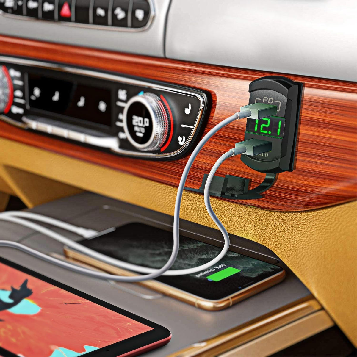 Nilight Rocker Switch Style PD Type C and USB Outlet LED Voltmeter