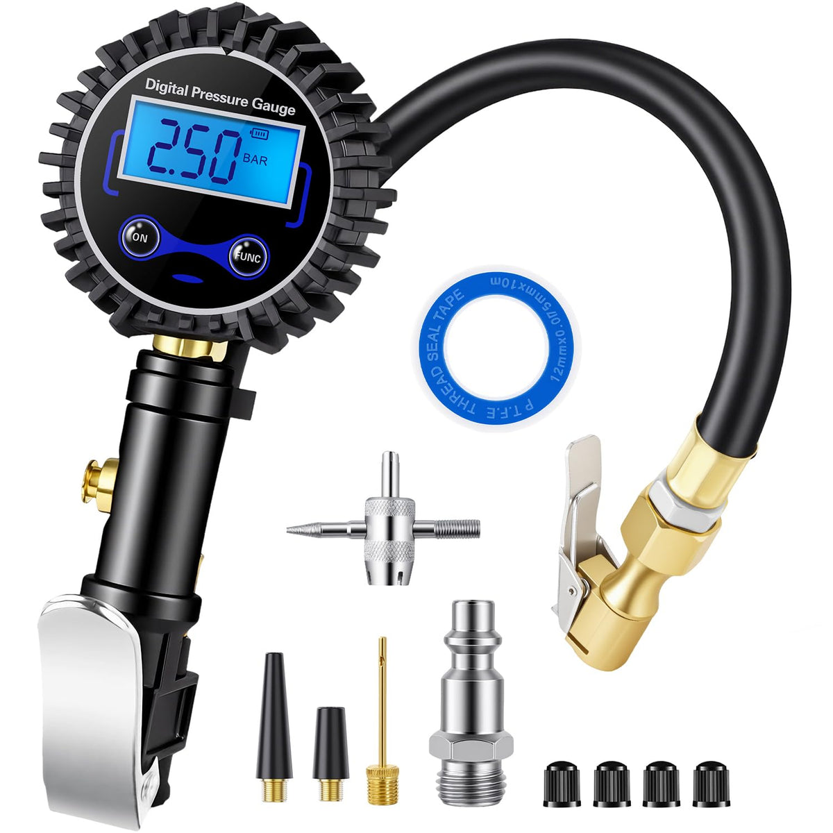 Digital Tire Pressure Gauge with Inflator 250 PSI