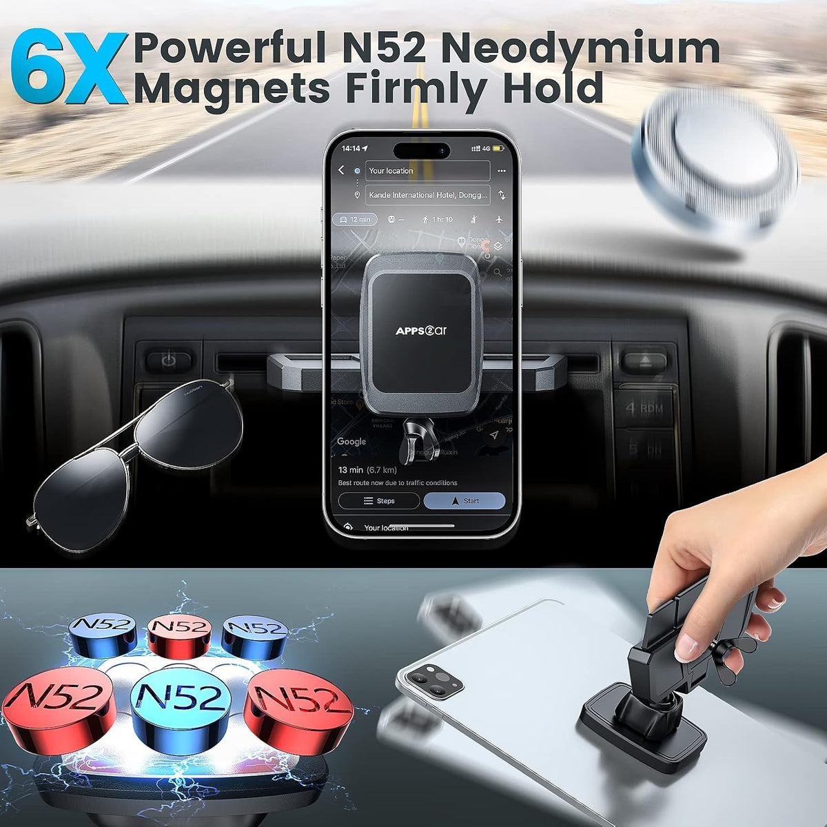 APPS2Car Magnetic CD Phone Holder for Car, Anti-Shake Magnet CD Slot Mount