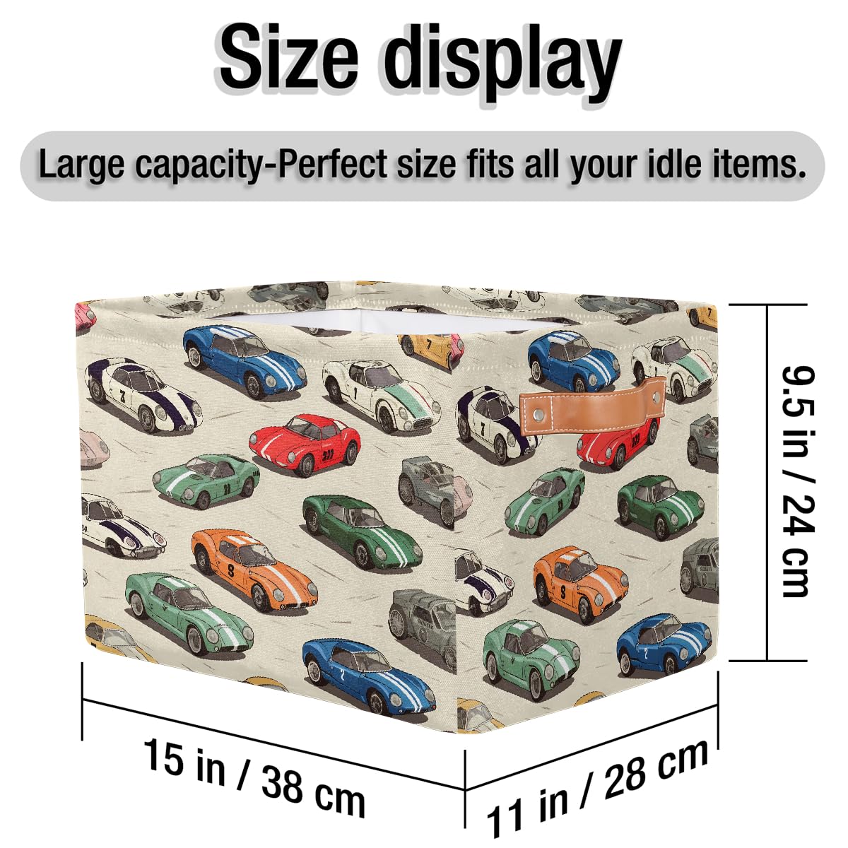 Race Cars Storage Baskets for Organizing, Fabric Collapsible Storage Bins Box Cool Decorative Toy Organizer Baskets for Closet Shelves Gift Basket 1 Pc