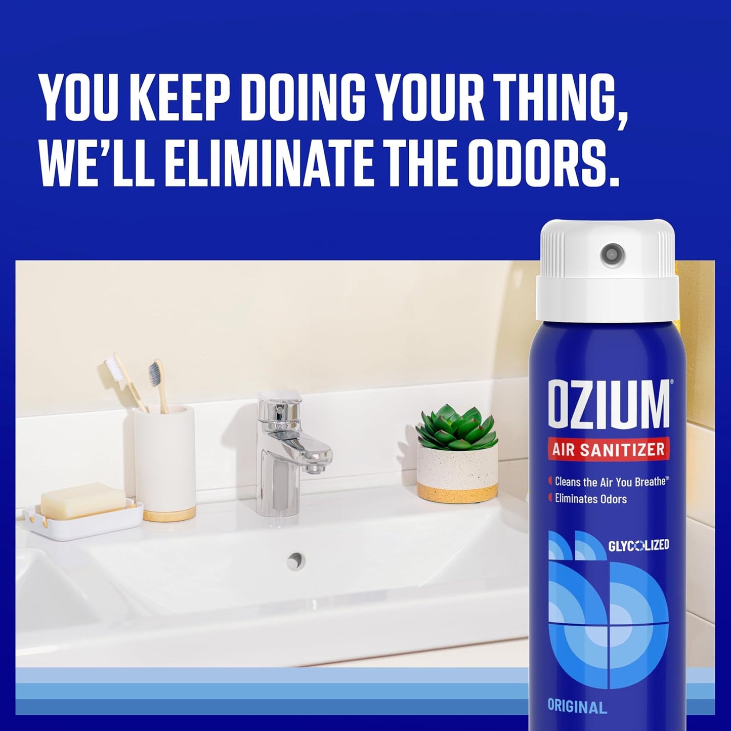 Ozium 3.5 Oz. Air Sanitizer & Odor Eliminator for Homes, Cars, Offices and More, Original Scent,(Pack of 2), clear
