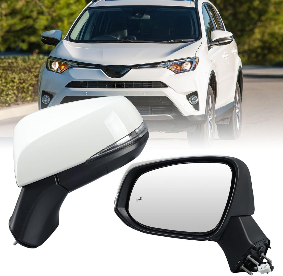 Right Passenger Side Mirror Compatible with Toyota RAV4 2019 2020 2021 2022 2023 2024 Power Heated Turn Signal Blind Spot Door Rear View Mirrors 8 Pins Black