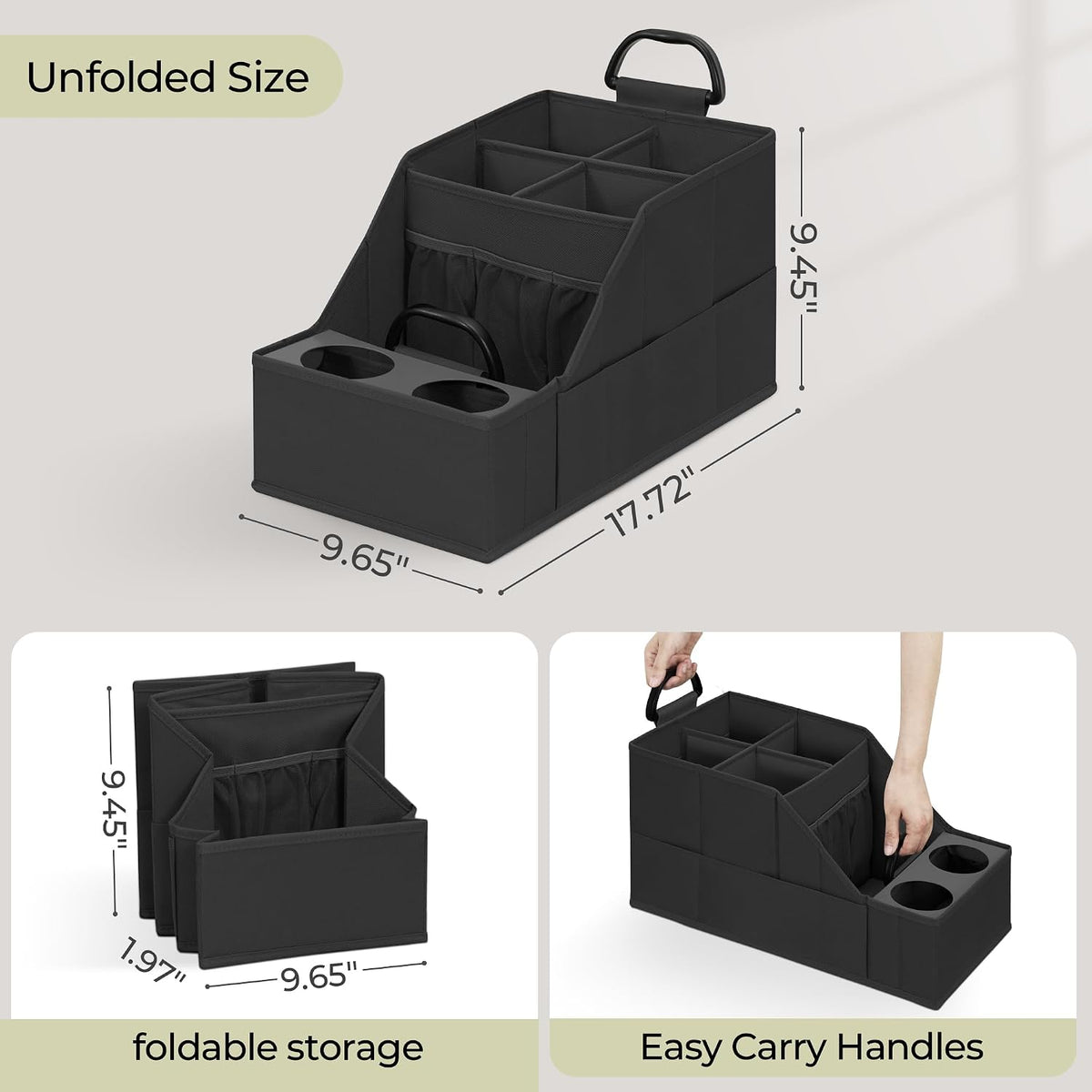 Car Seat Organizer Backseat Front Seat, Car Organizer With 12 Storage Compartments 2 Cup Holders, Snack Storage For Kids Baby, SUV Truck Van Collapsible Storage Bag For Travel, BK