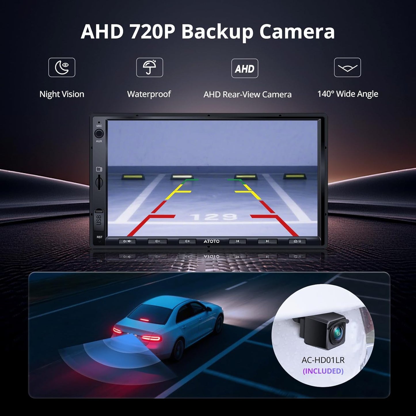 ATOTO A5L 7 inch Android Double DIN Car Stereo, Wireless CarPlay & Android Auto, Wi-Fi/USB/BT, QLED Touchscreen Car CarPlay, Backup Camera,MirrorLink, 24B-EQ DSP, SWC,FM/AM/SS Radio, AI&GPS Track