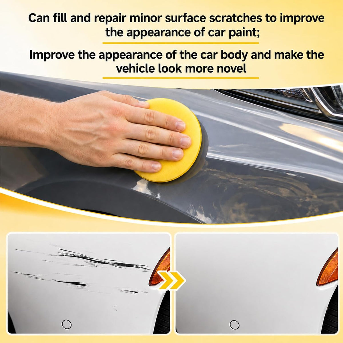 2PCS Car Scratch Remover,Car Scratch Repair Paste with Applicator Sponge,Quick Fix Removal Paste for Deep Scratches,Plastic Polish Scratchs Removers,Safe for All Paint Colors