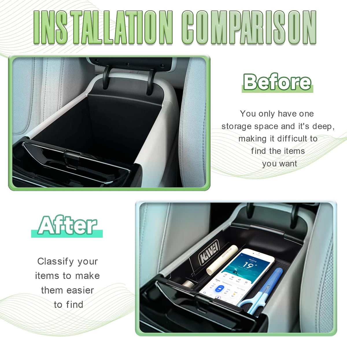 HGWEI Center Console Organizer for 2025 2026 Hyundai Tucson Limited/Hybrid