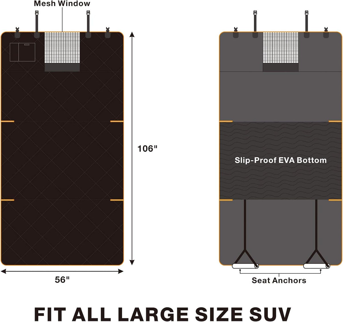 Dog Cargo Liner for Large SUV, Waterproof Dog Cargo Cover with Bumper Flap Protection Durable Car Trunk Mat for Pets Keep Your Vehicle Trunk Clean Universal Fit X-Lager SUV Car Seat Cover