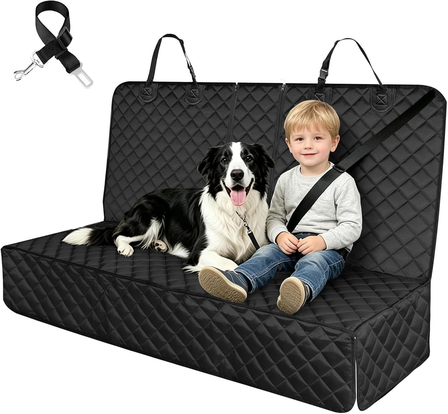 Dog Car Seat Cover for Back Seat Pet Cover for Dogs Waterproof Car Seat Protector Bench Seat Cover, Scratchproof Nonslip Durable Car Seat Covers for SUV,Truck &Cars (Standard Size:52W*48L)