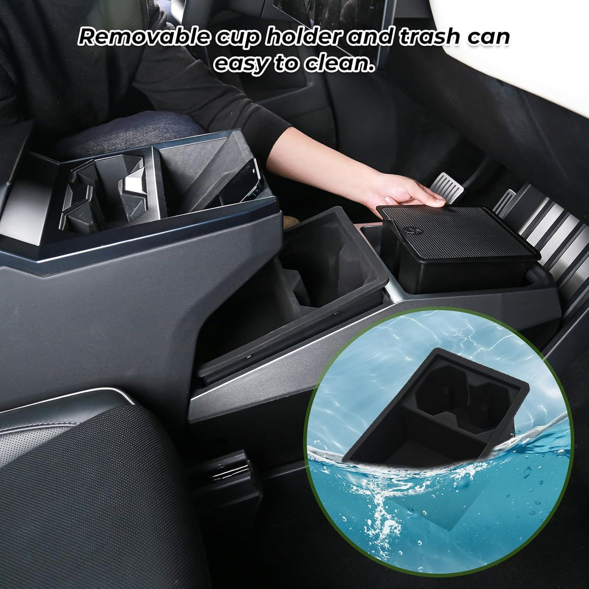 Floor Center Console Organizer for Tesla Cybertruck 2024-2026, Cybertruck Accessories Interior Storage Box, Double Layer Tray Insert, Anti-Slip TPE Console Organizer