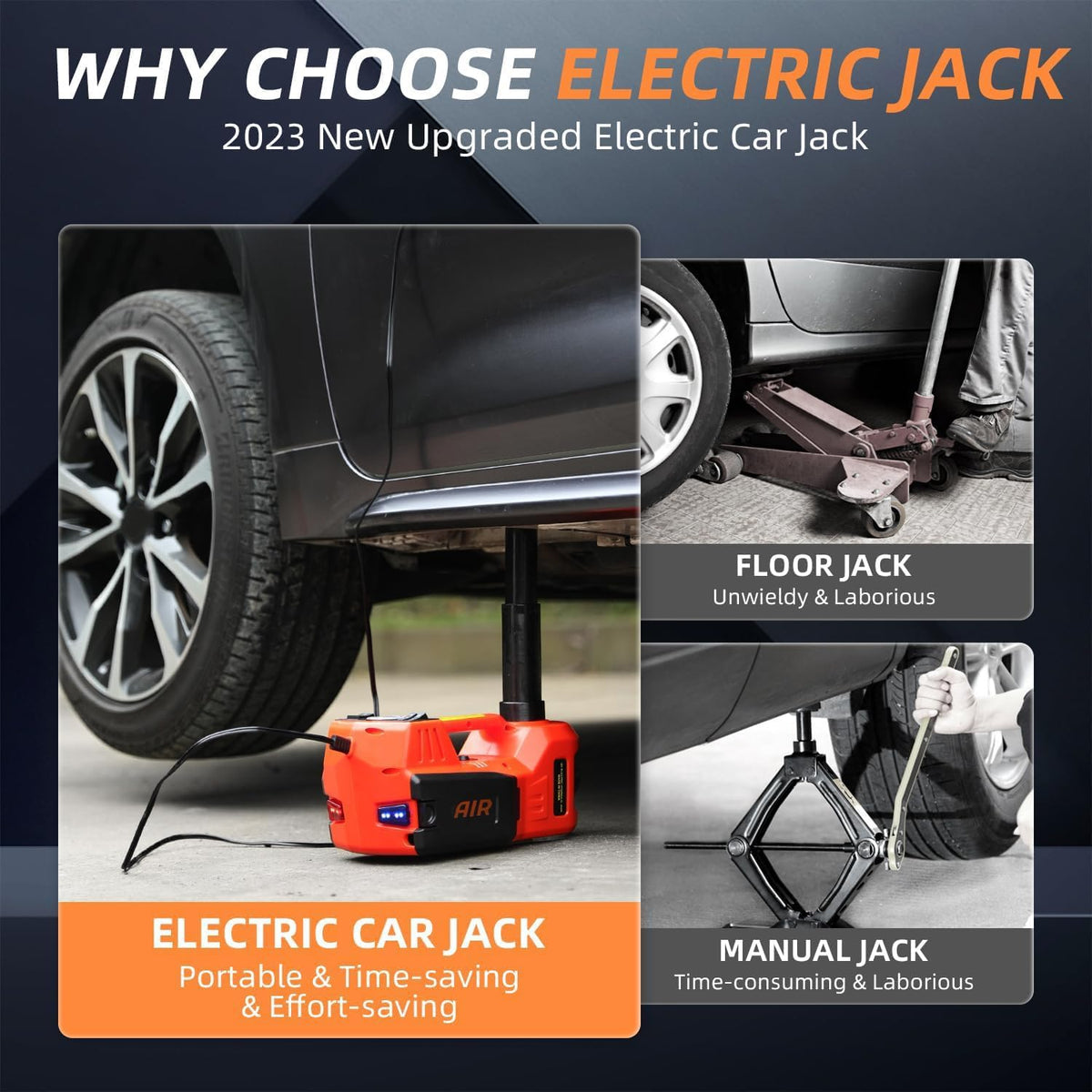 STANDTALL Electric Car Jack Kit 5 Ton 12V Hydraulic, Impact Wrench