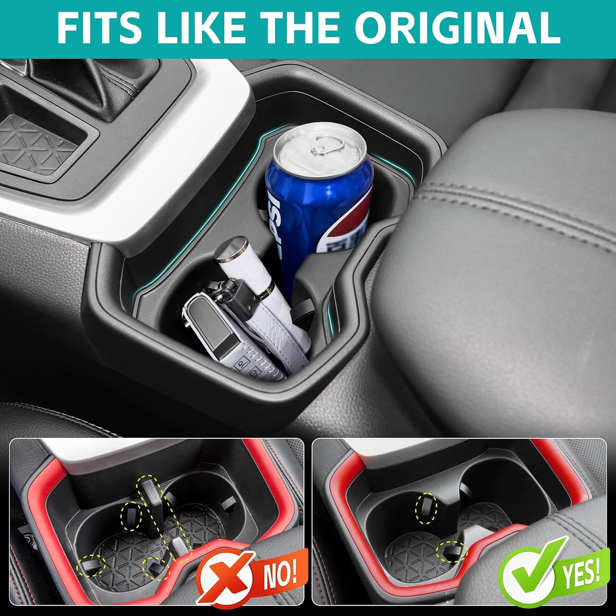 Cup Holder Organizer Compatible with 2019 2020 2021 Toyota RAV4 Accessories, Noise-Free Water & Dust Proof TPE Insert Center Console Drink Holder Protector for 2019-2021 RAV 4 Accessories