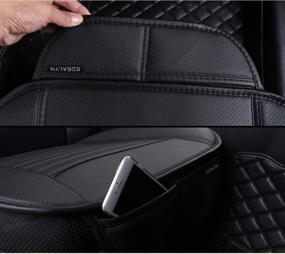 Car Seat Protector PU Leather Front Car Seat Cover,Single Seat Cover Without Backrest 1pcs (Gray)