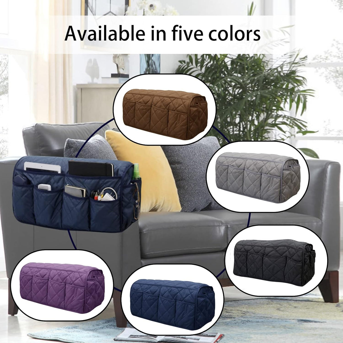 Armchair Caddy for Recliner - Sofa Armrest Organizer with 14 Pockets